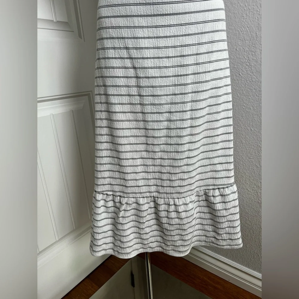 New Banana Republic Nautical Crepe Wide Strap Ruffled Belted Sun Dress Midi - Picture 4 of 10
